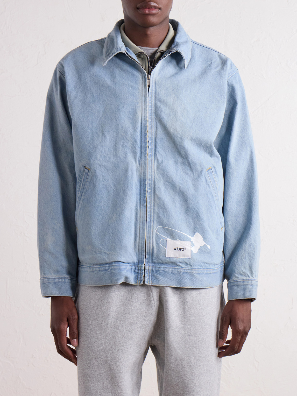 Wrecker Logo-Appliquéd Paint-Splattered Denim Jacket