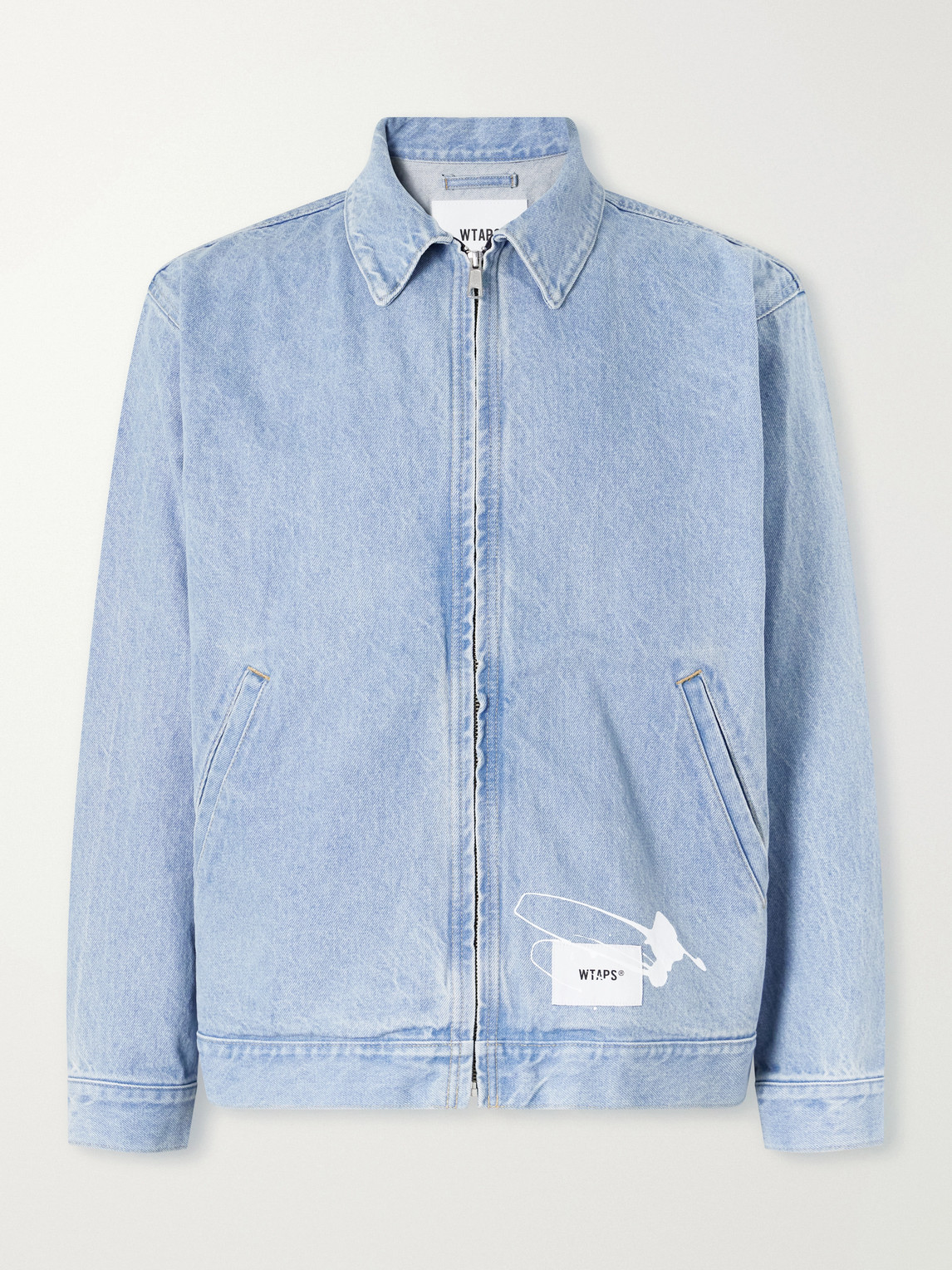 Wrecker Logo-Appliquéd Paint-Splattered Denim Jacket