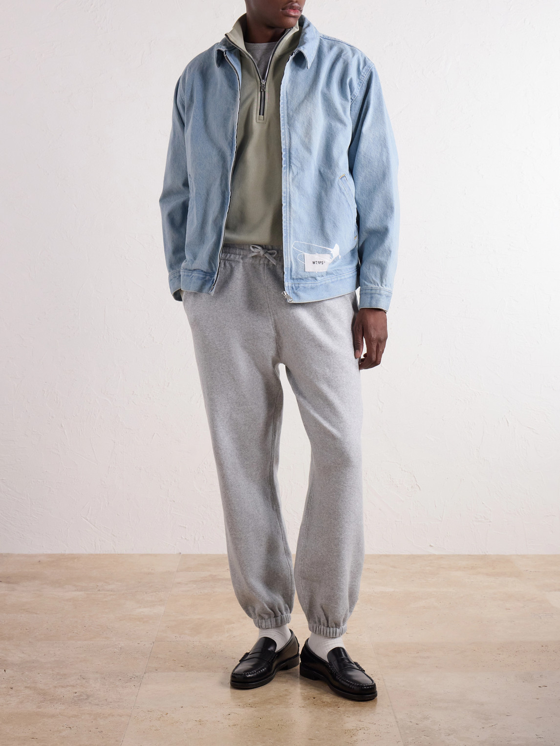 Wrecker Logo-Appliquéd Paint-Splattered Denim Jacket