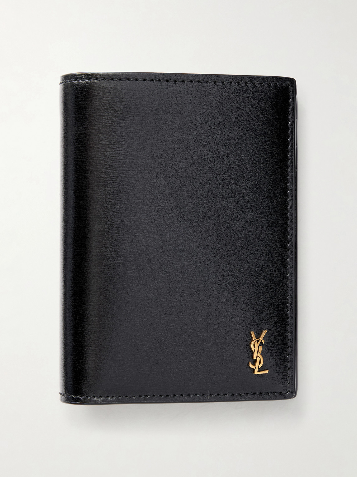 Saint Laurent Tiny Cassandre Logo-appliquéd Leather Bifold Wallet In Blue