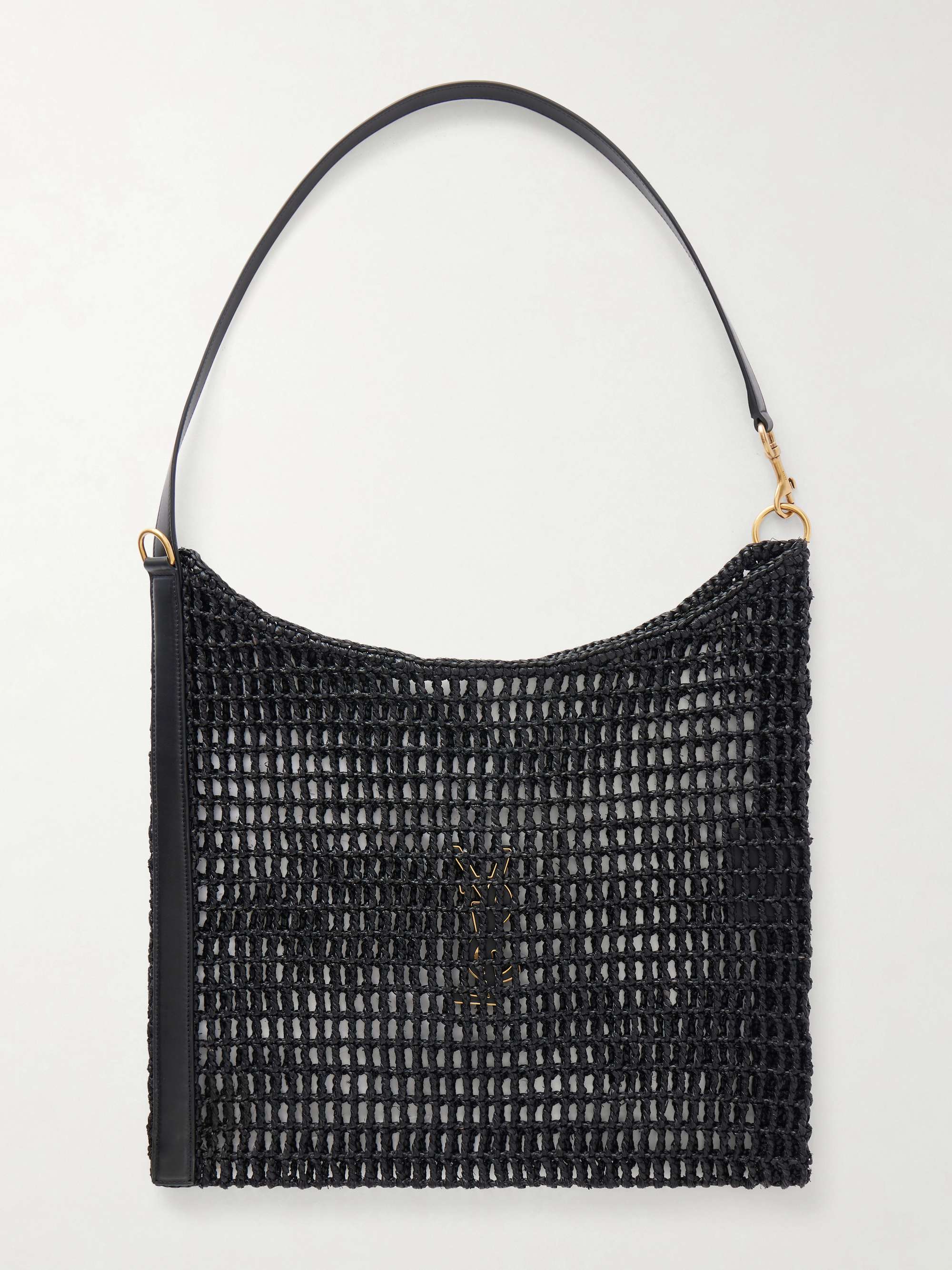 SAINT LAURENT Oxalis Leather-Trimmed Raffia Tote Bag for Men | MR