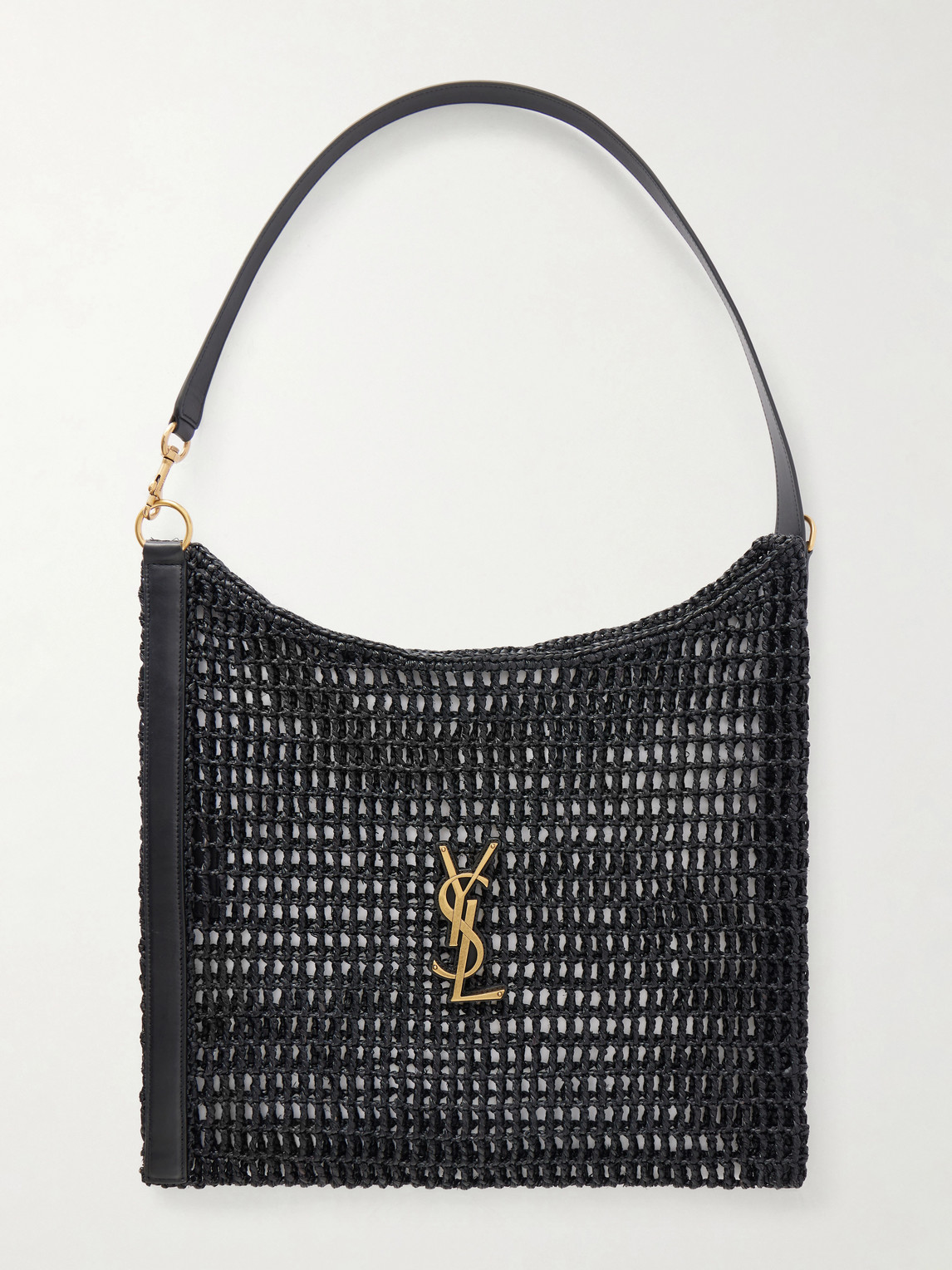 Saint Laurent Oxalis Leather-trimmed Raffia Tote Bag In Red