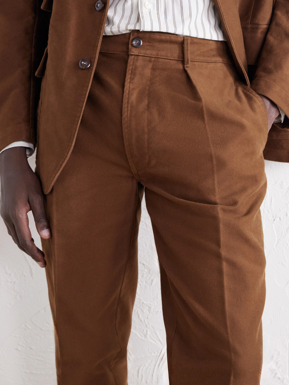 Mk. Iv Tapered Pleated Cotton-Moleskin Suit Trousers