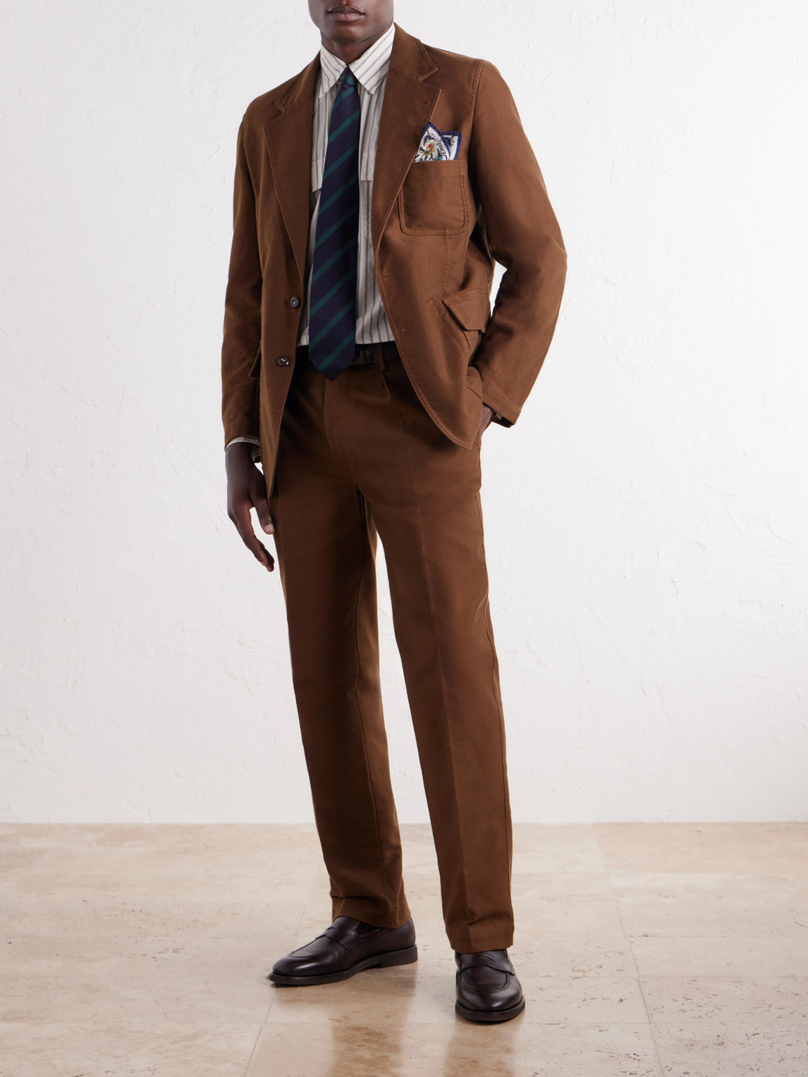 Mk. Iv Tapered Pleated Cotton-Moleskin Suit Trousers