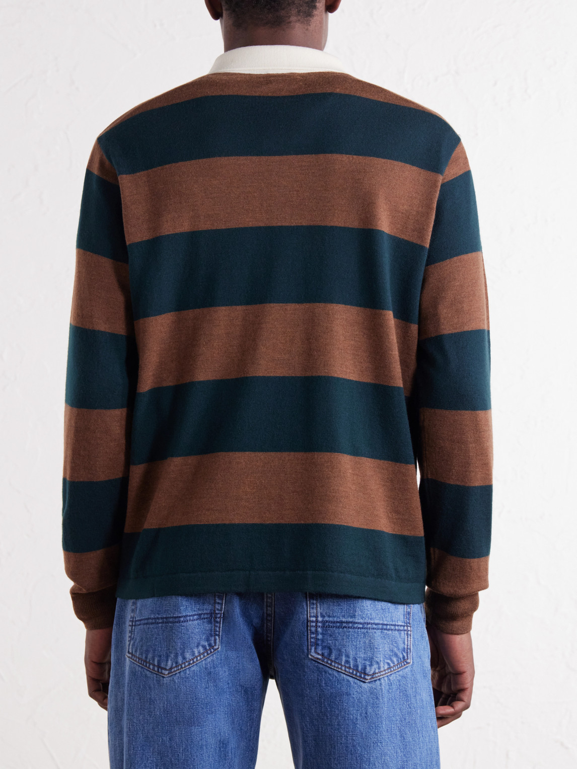 Striped Merino Wool-Jersey Polo Shirt