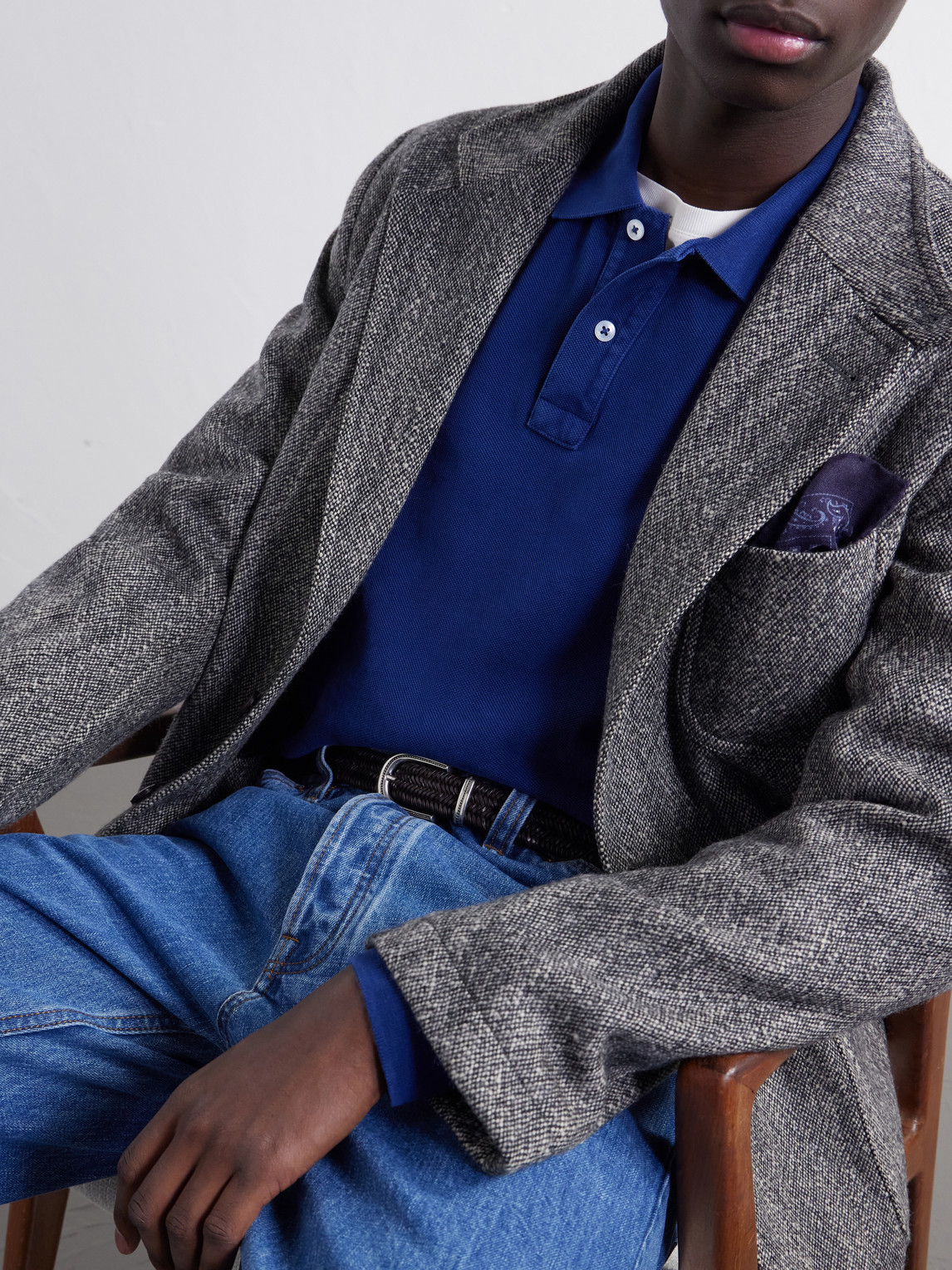 Indigo-Dyed Cotton-Piqué Polo Shirt