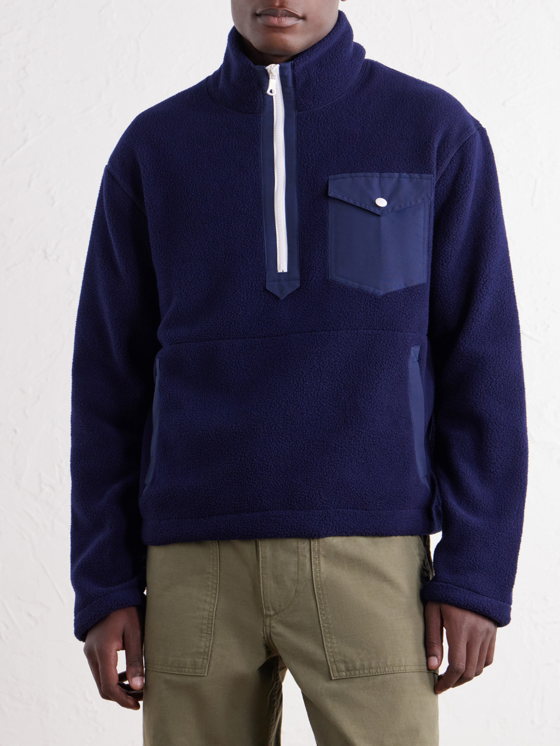 Shell-Trimmed Fleece Half-Zip Jacket