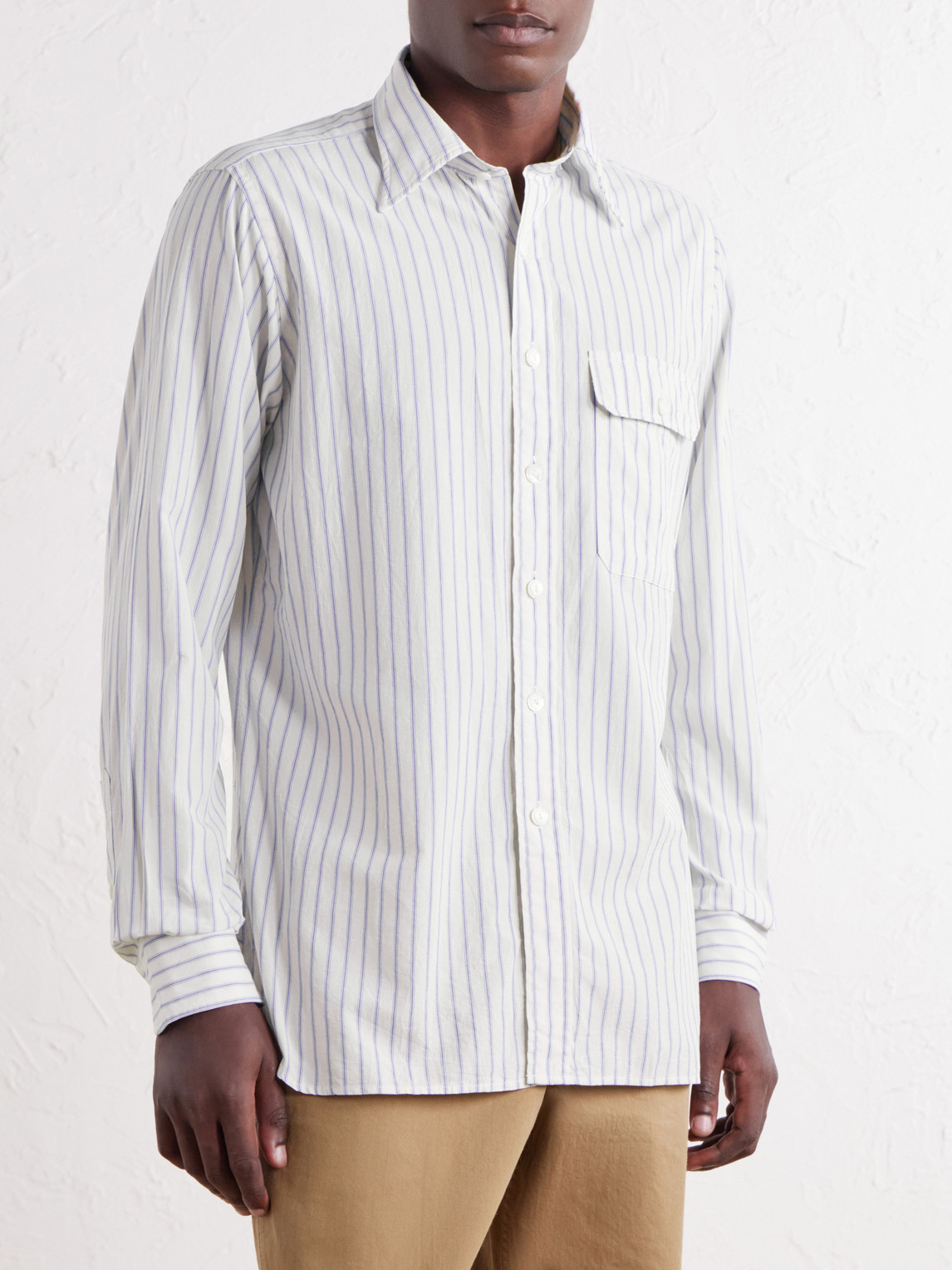 Striped Cotton And Linen-Blend Poplin Shirt