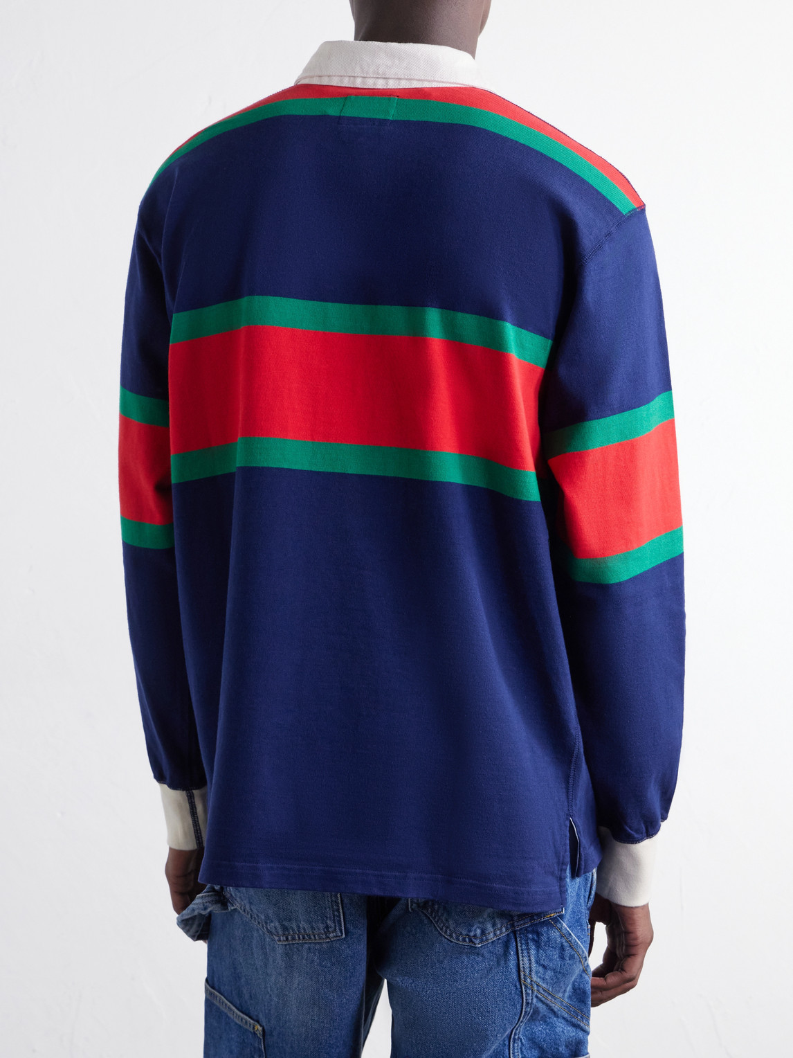 Striped Twill-Trimmed Cotton-Jersey Polo Shirt