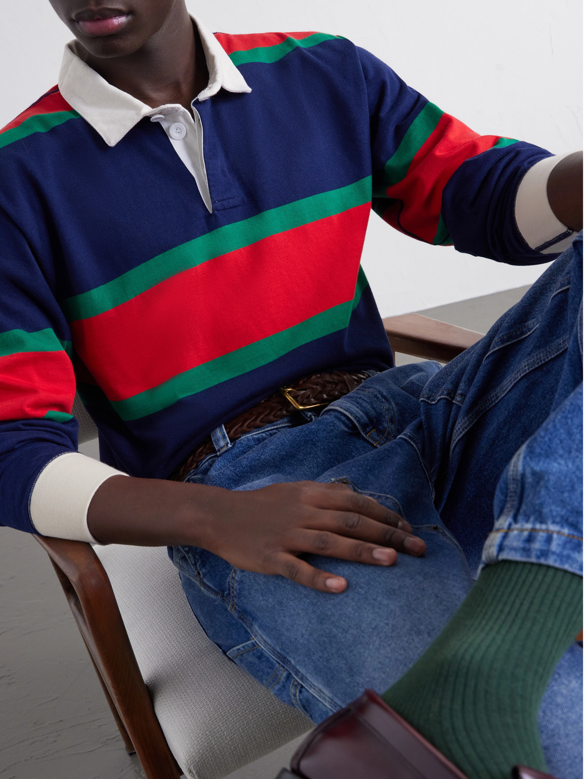 Striped Twill-Trimmed Cotton-Jersey Polo Shirt