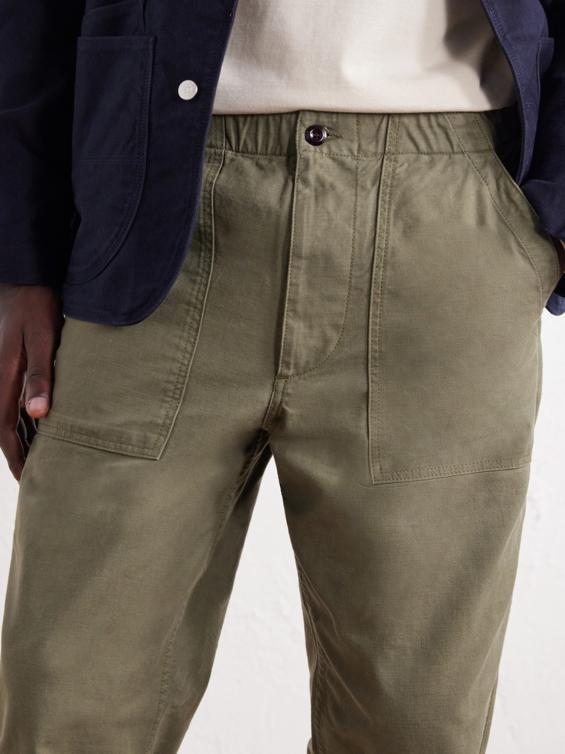 Straight-Leg Drawstring Cotton-Twill Trousers