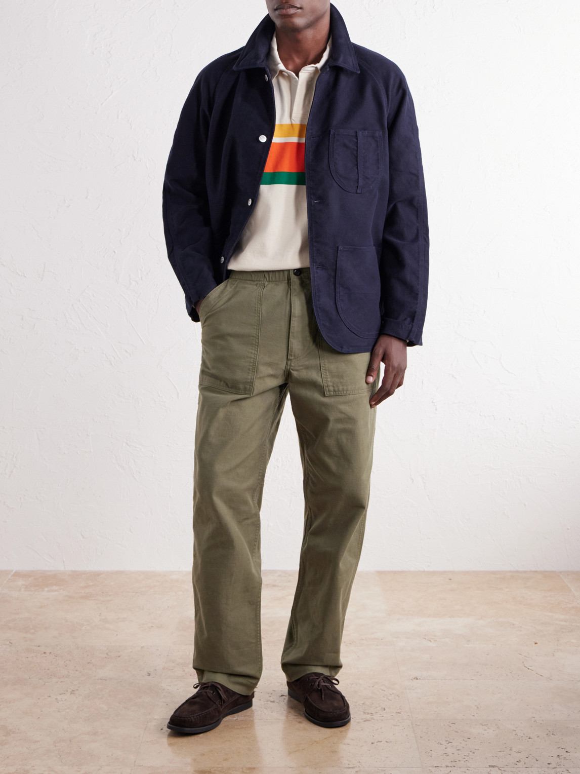 Straight-Leg Drawstring Cotton-Twill Trousers