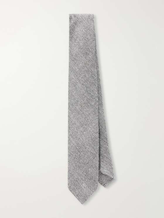 Drakes 7cm Herringbone Shetland Wool-Twill Tie
