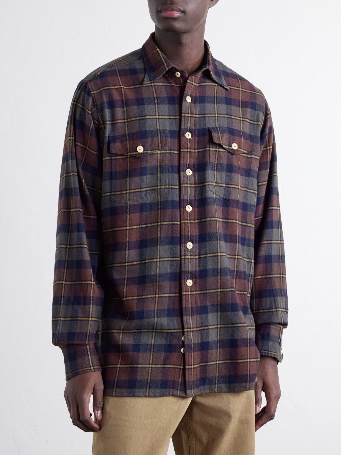 Brushed Checked Cotton-Flannel Shirt