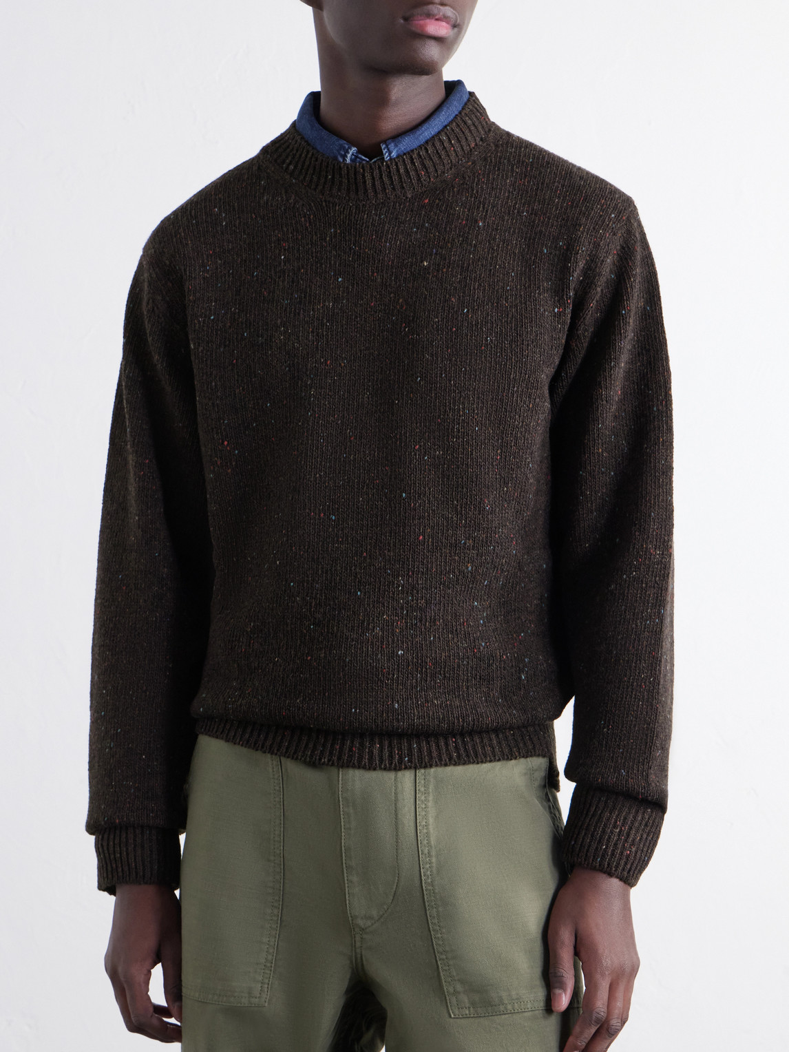 Donegal Mélange Wool, Cashmere And Silk-Blend Sweater