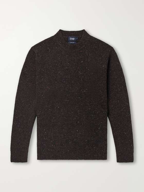 Drakes Donegal Mélange Wool, Cashmere and Silk-Blend Sweater