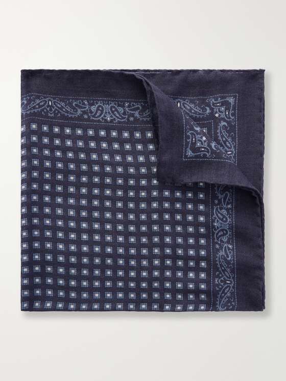 Drakes Paisley-Print Silk and Wool-Blend Challis Pocket Square