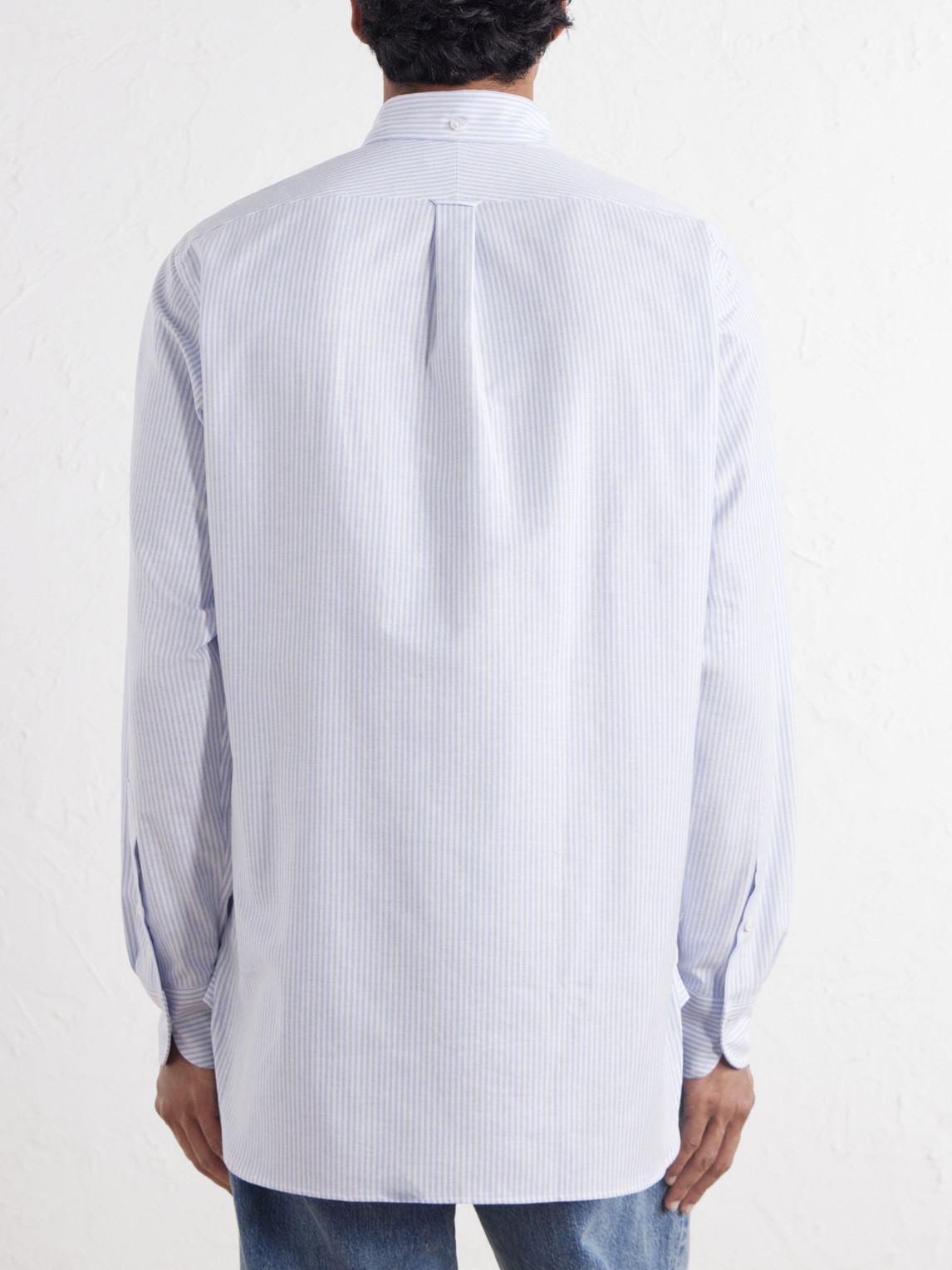 Button-Down Collar Striped Cotton Oxford Shirt