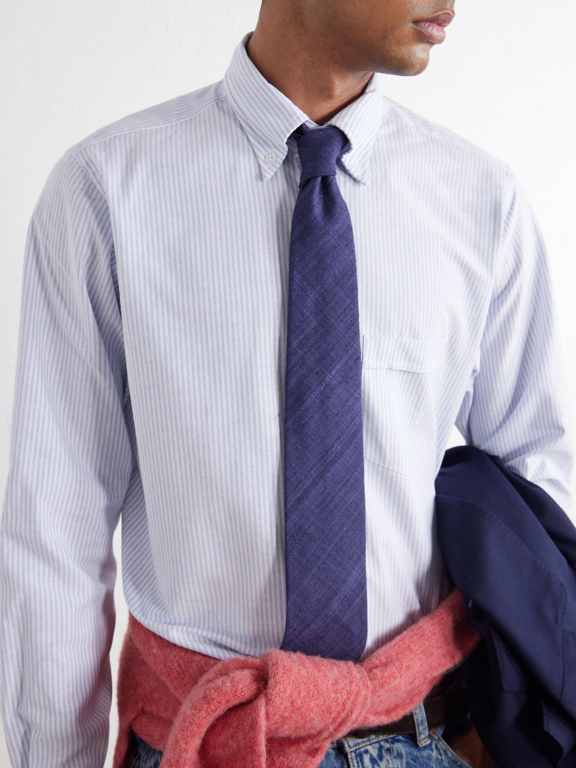 Button-Down Collar Striped Cotton Oxford Shirt