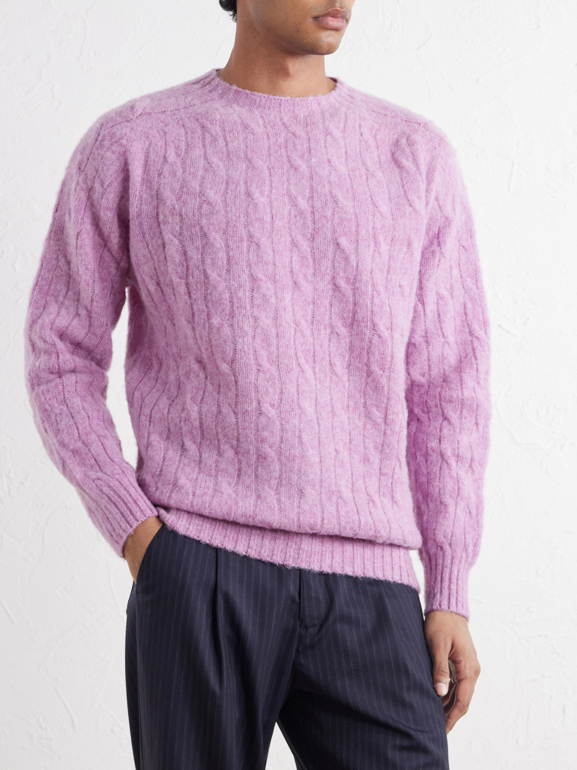 Cable-Knit Brushed Sweater