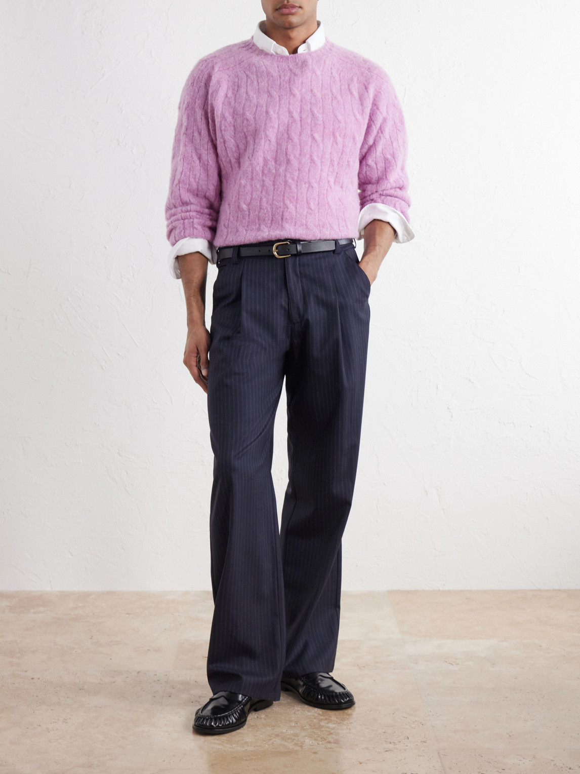 Cable-Knit Brushed Sweater