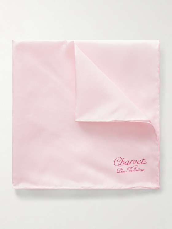 Charvet Logo-Print Silk-Twill Pocket Square