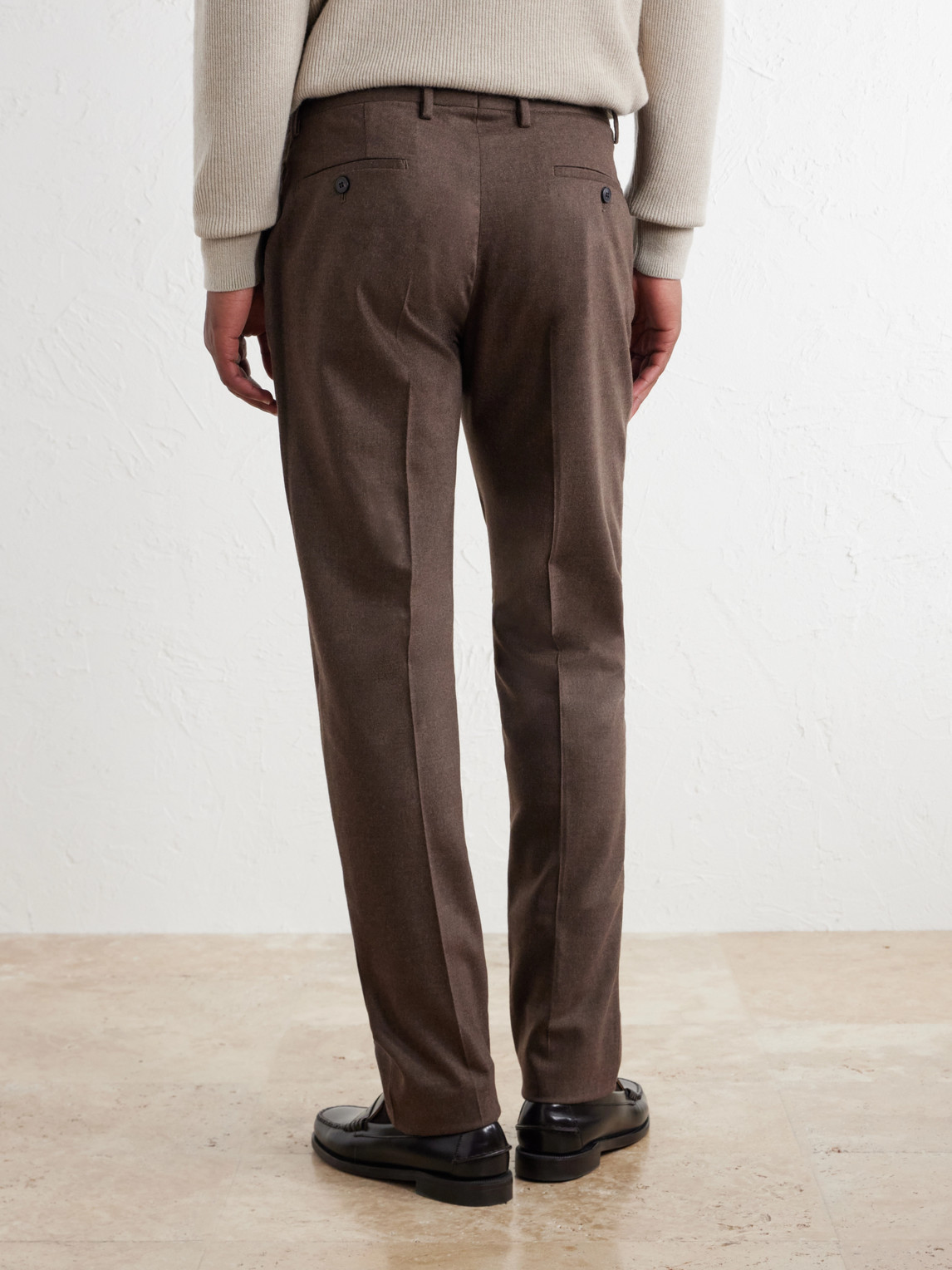 Straight-Leg Stretch Wool-Blend Flannel Trousers