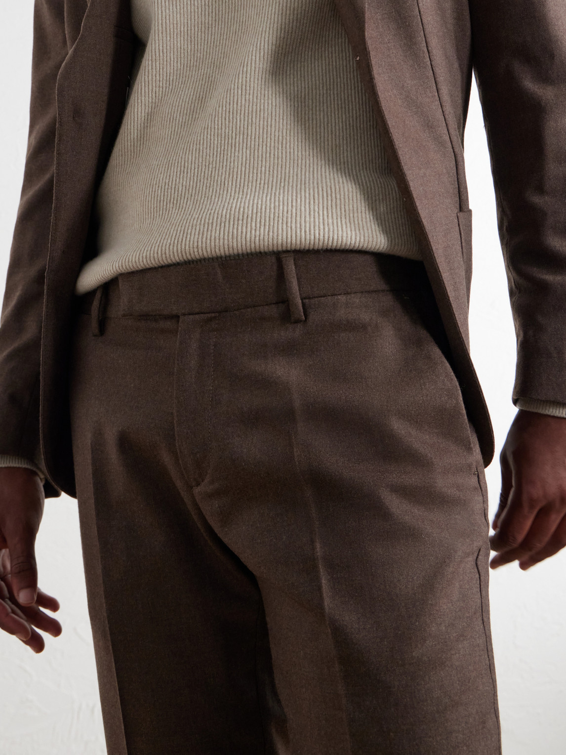 Straight-Leg Stretch Wool-Blend Flannel Trousers