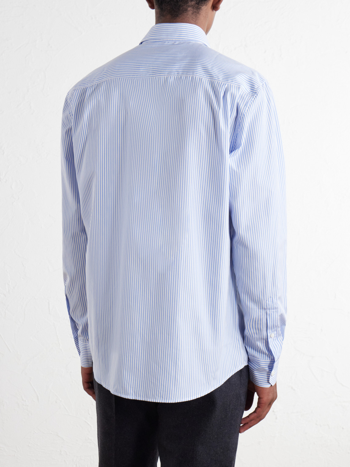 Striped Classic-Collar Cotton-Poplin Shirt