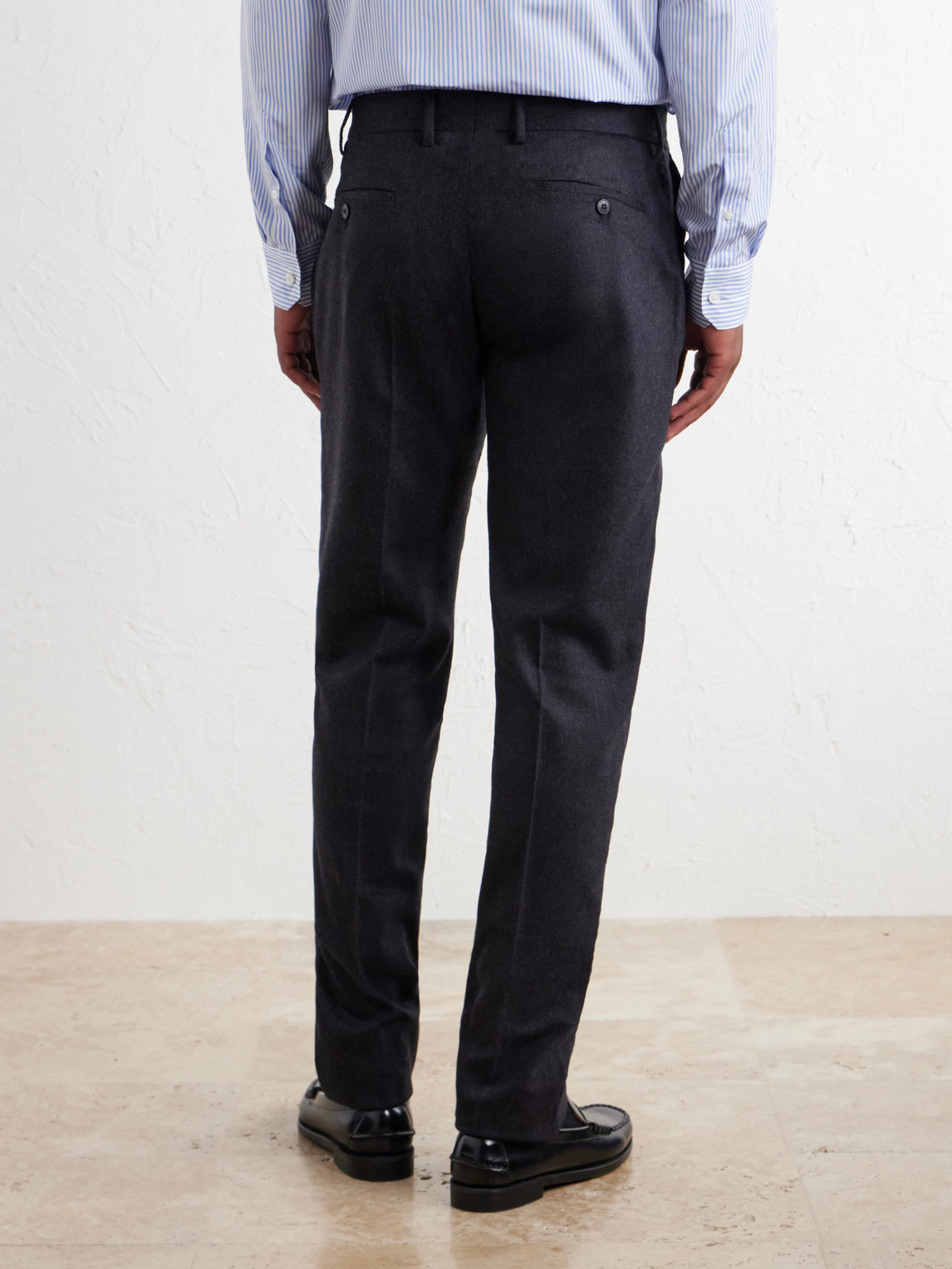Straight-Leg Stretch Wool-Blend Flannel Trousers