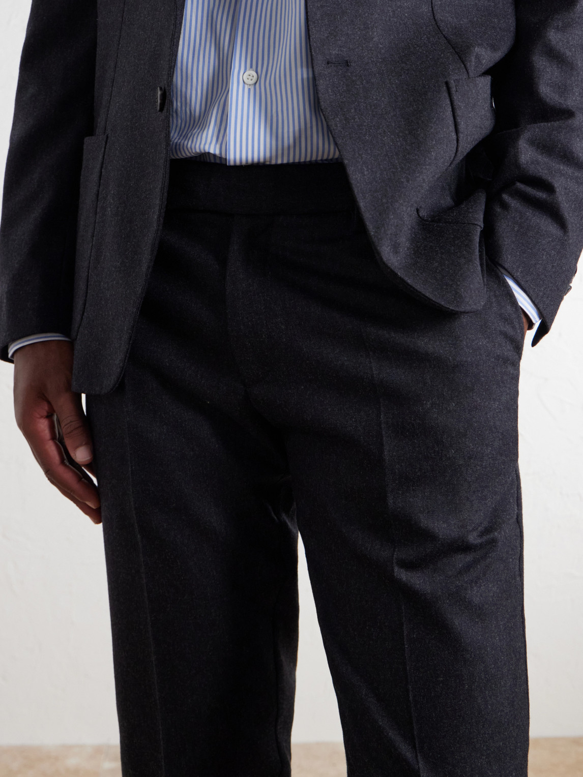 Straight-Leg Stretch Wool-Blend Flannel Trousers