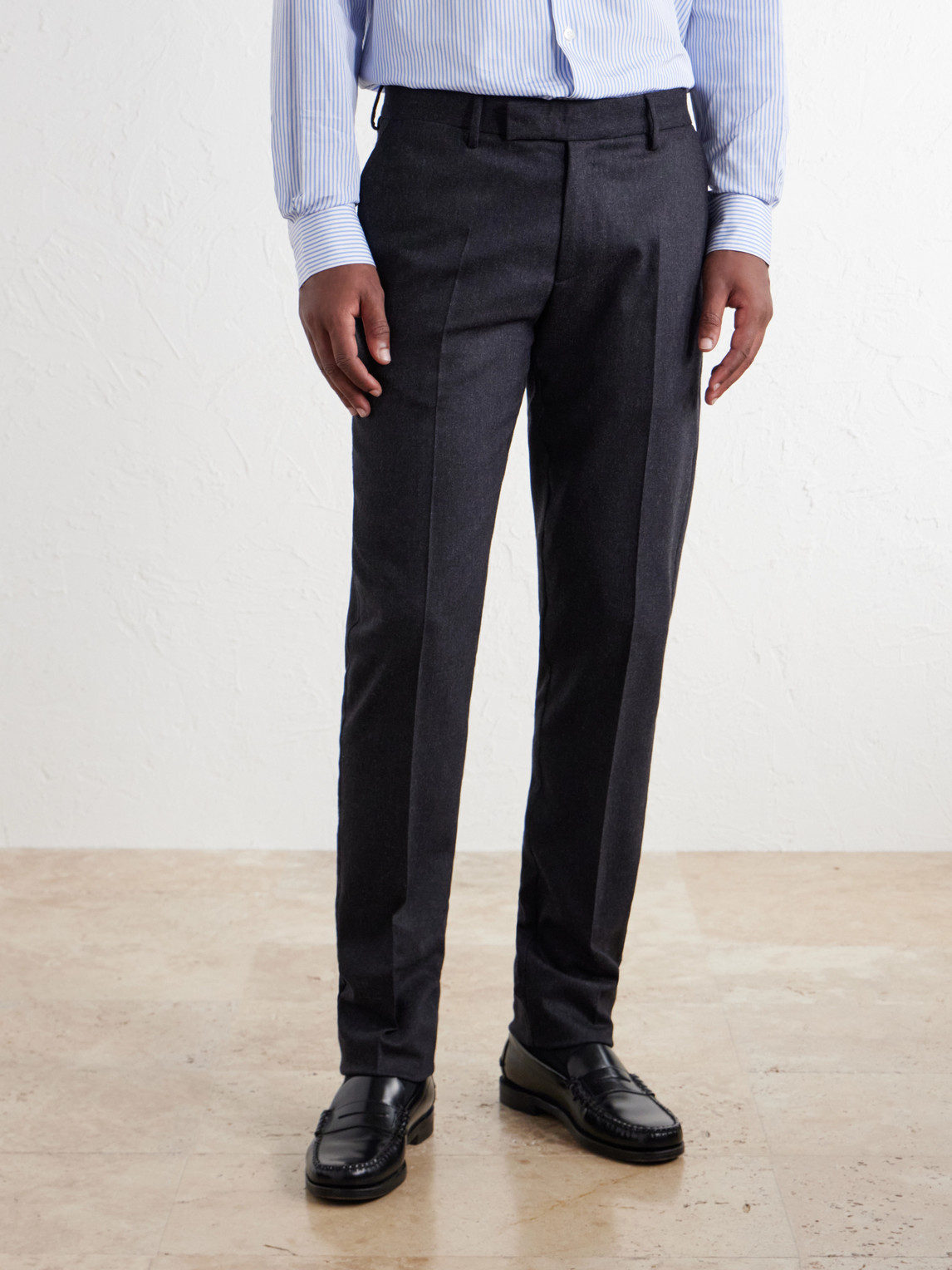 Straight-Leg Stretch Wool-Blend Flannel Trousers