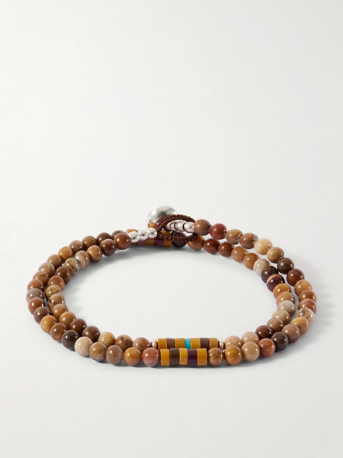 Mikia Sterling Silver Magnesite Bracelet In Brown
