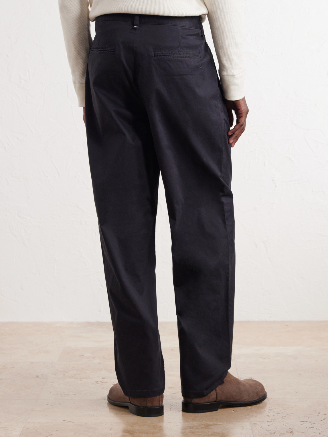 Wide-Leg Pleated Stretch Cotton-Twill Trousers