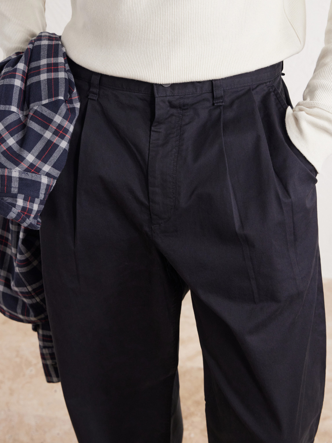 Wide-Leg Pleated Stretch Cotton-Twill Trousers