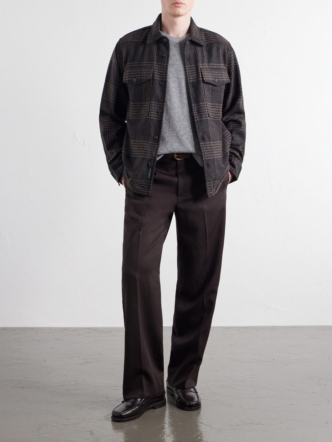 Austin Prince Of Wales Checked Wool-Blend Overshirt