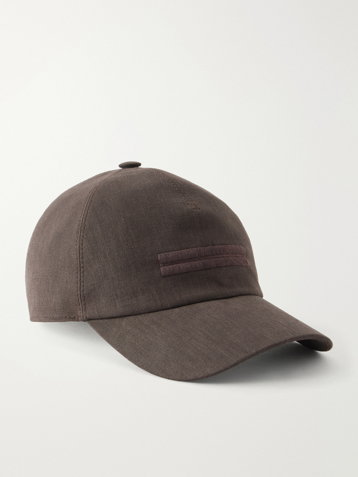 Zegna Oasi Logo-embellished Linen Cap In Brown