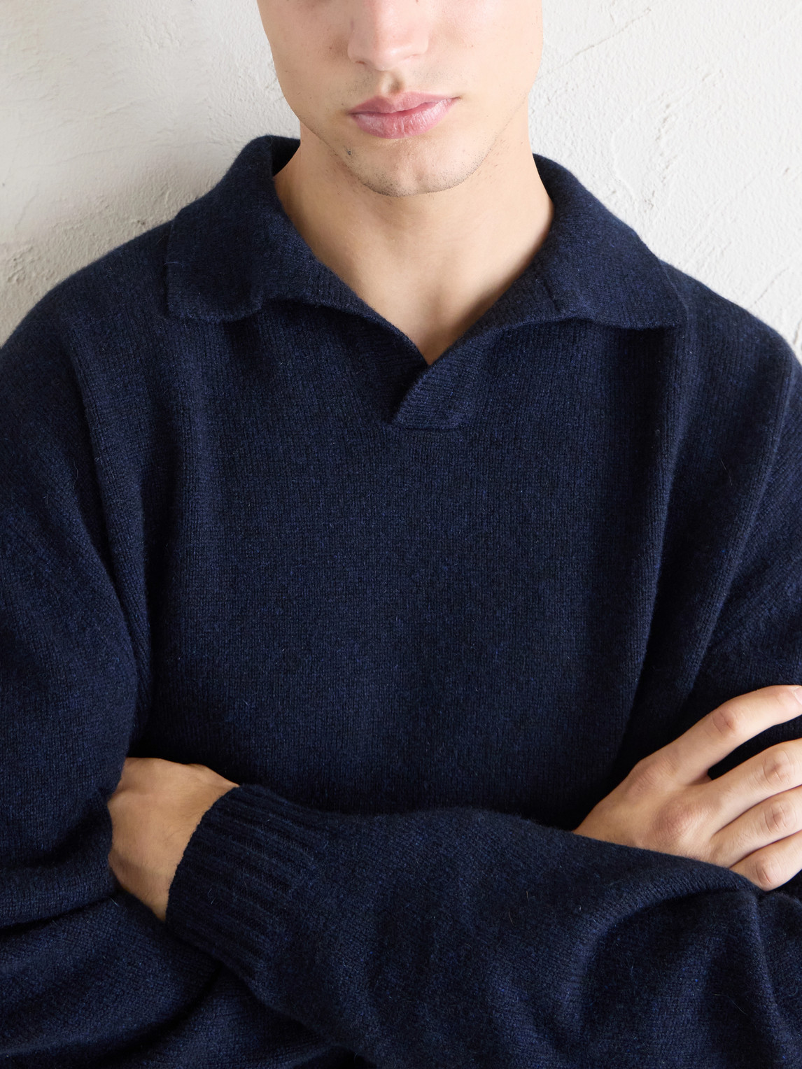 Cashmere Wool-Blend Polo Sweater