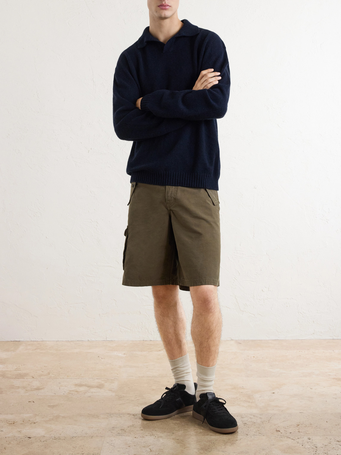Cashmere Wool-Blend Polo Sweater
