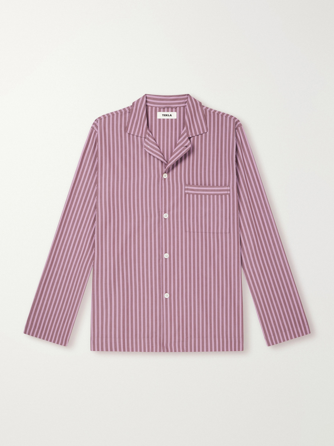 Tekla Striped Organic Cotton-poplin Pyjama Shirt In Pink