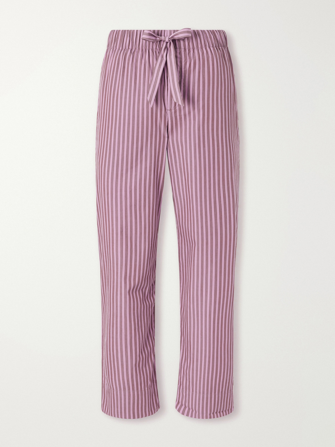 Tekla Drawstring Striped Organic Cotton-poplin Pyjama Trousers In Pink