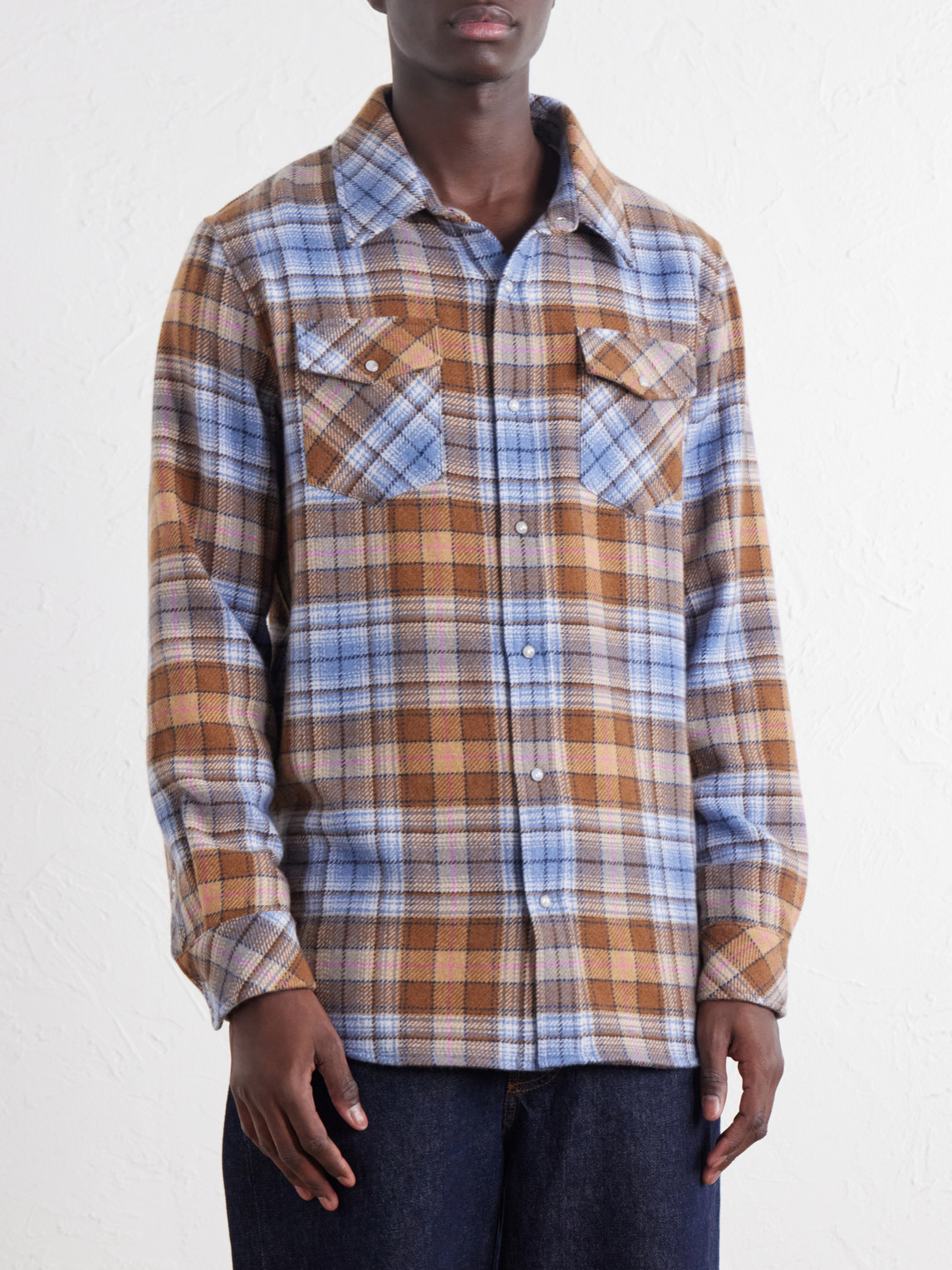 Nomad Checked Cashmere-Twill Shirt