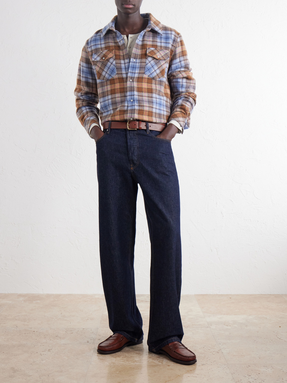 Nomad Checked Cashmere-Twill Shirt