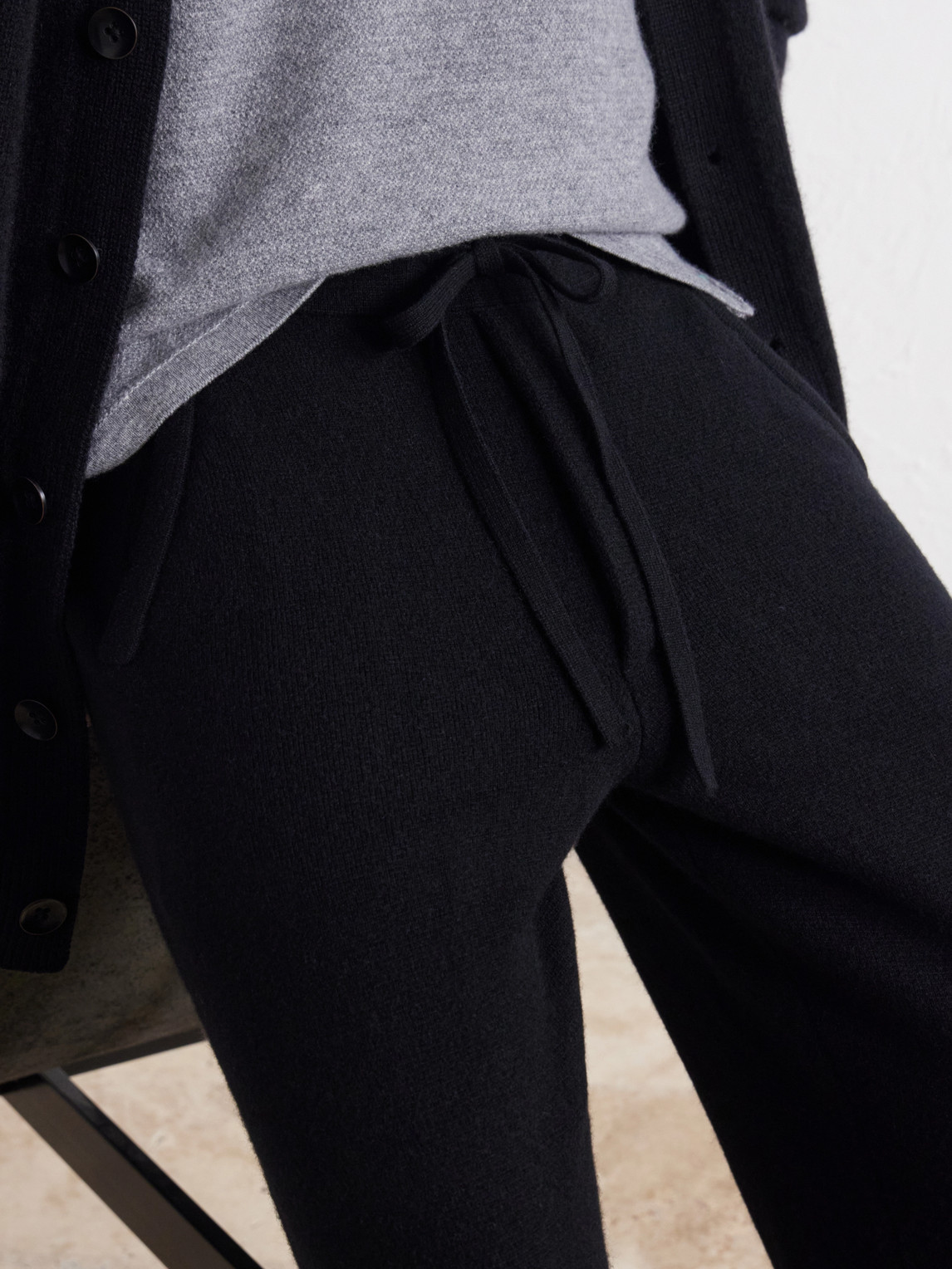 Straight-Leg Cashmere Drawstring Trousers