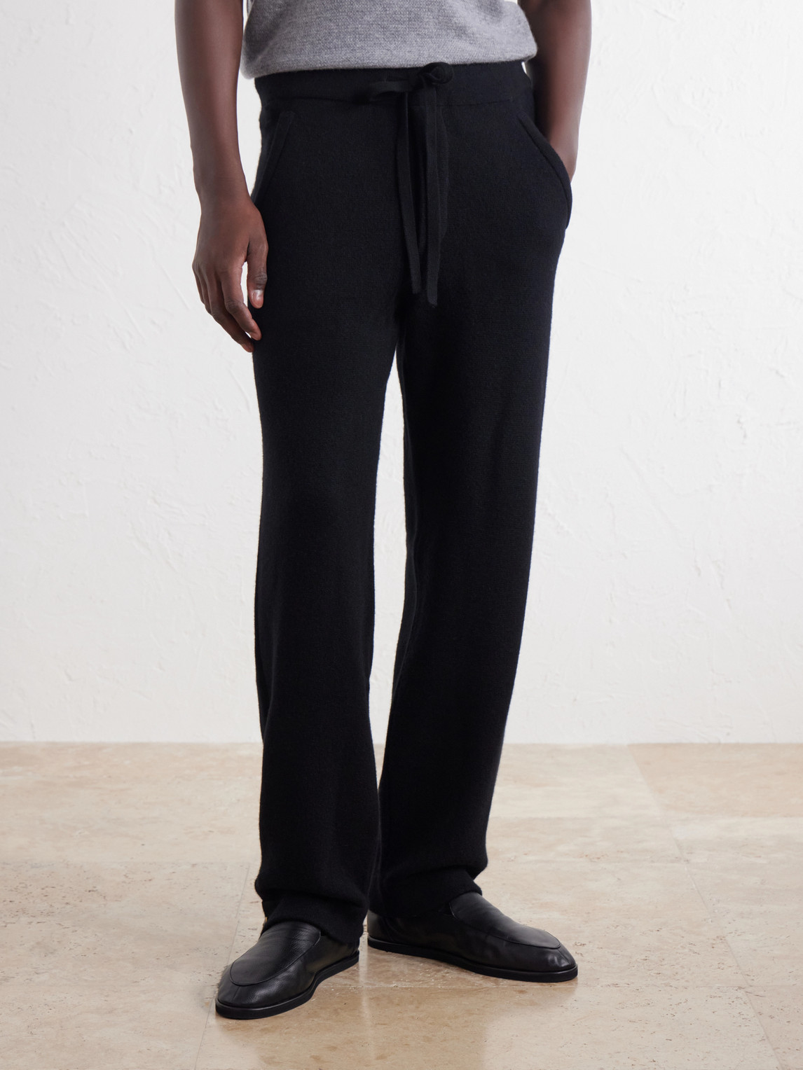Straight-Leg Cashmere Drawstring Trousers