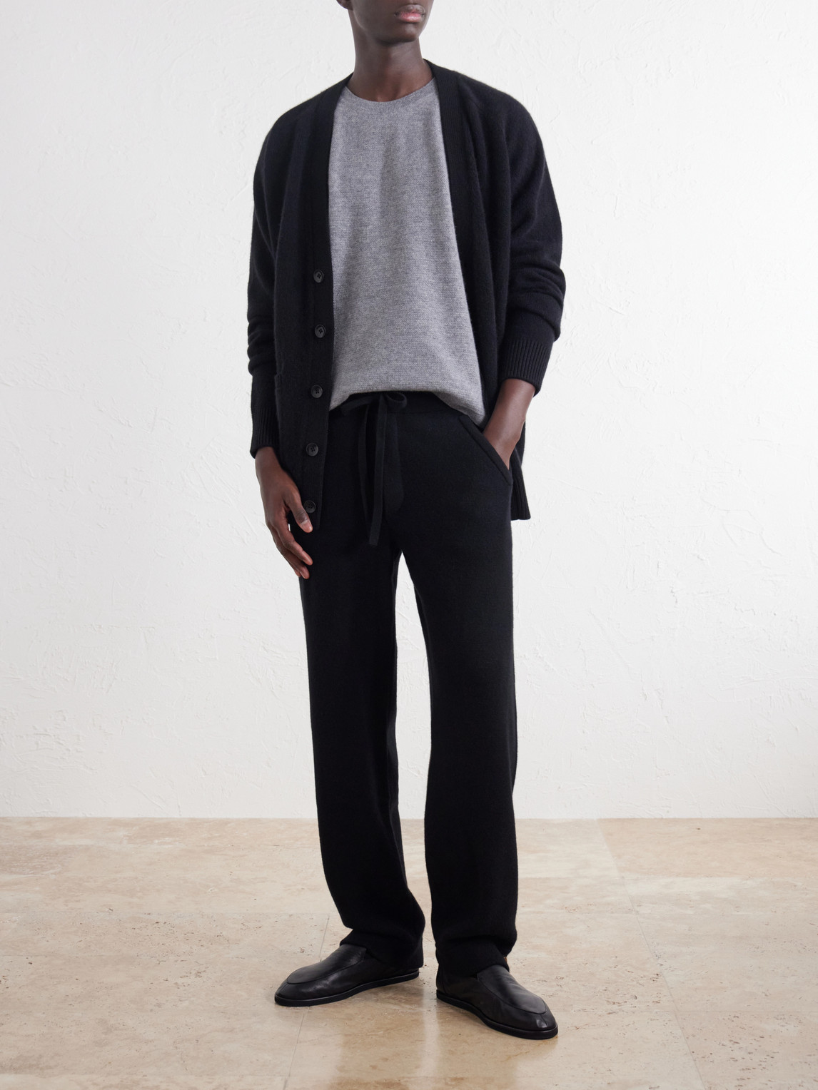 Straight-Leg Cashmere Drawstring Trousers