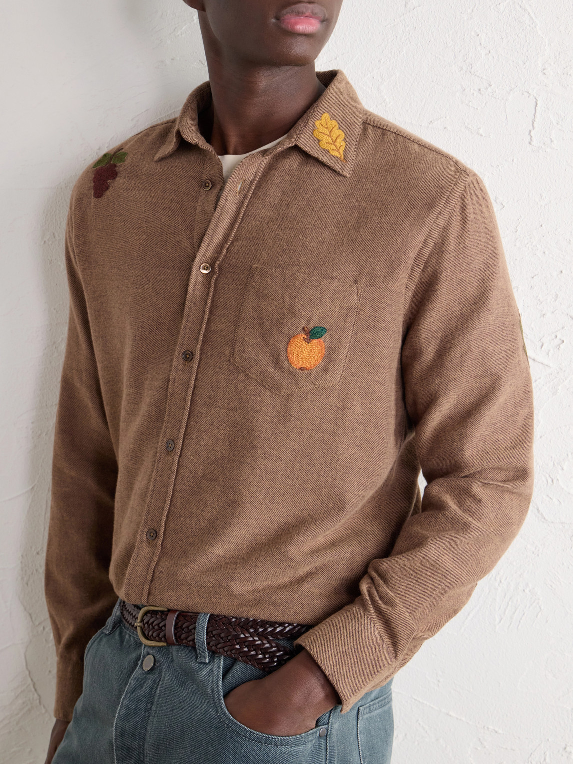Embroidered Cotton-Flannel Shirt