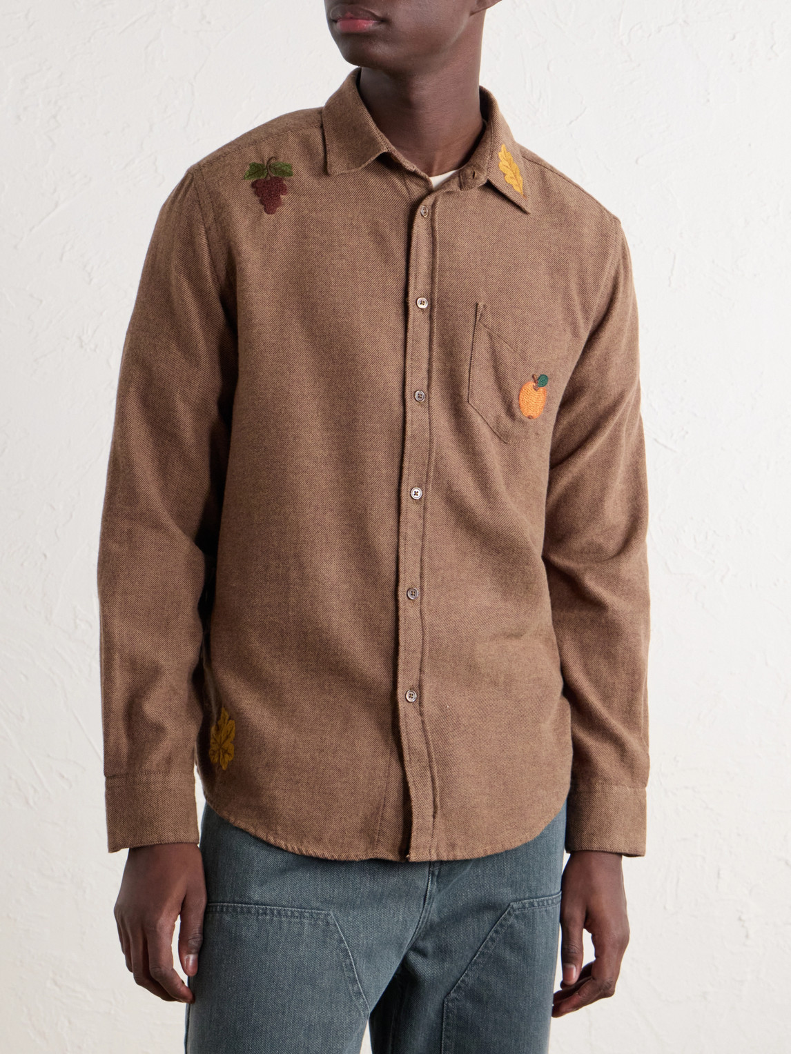 Embroidered Cotton-Flannel Shirt