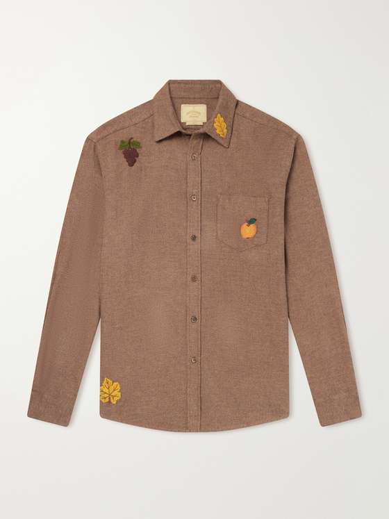 Portugueseflannel Embroidered Cotton-Flannel Shirt