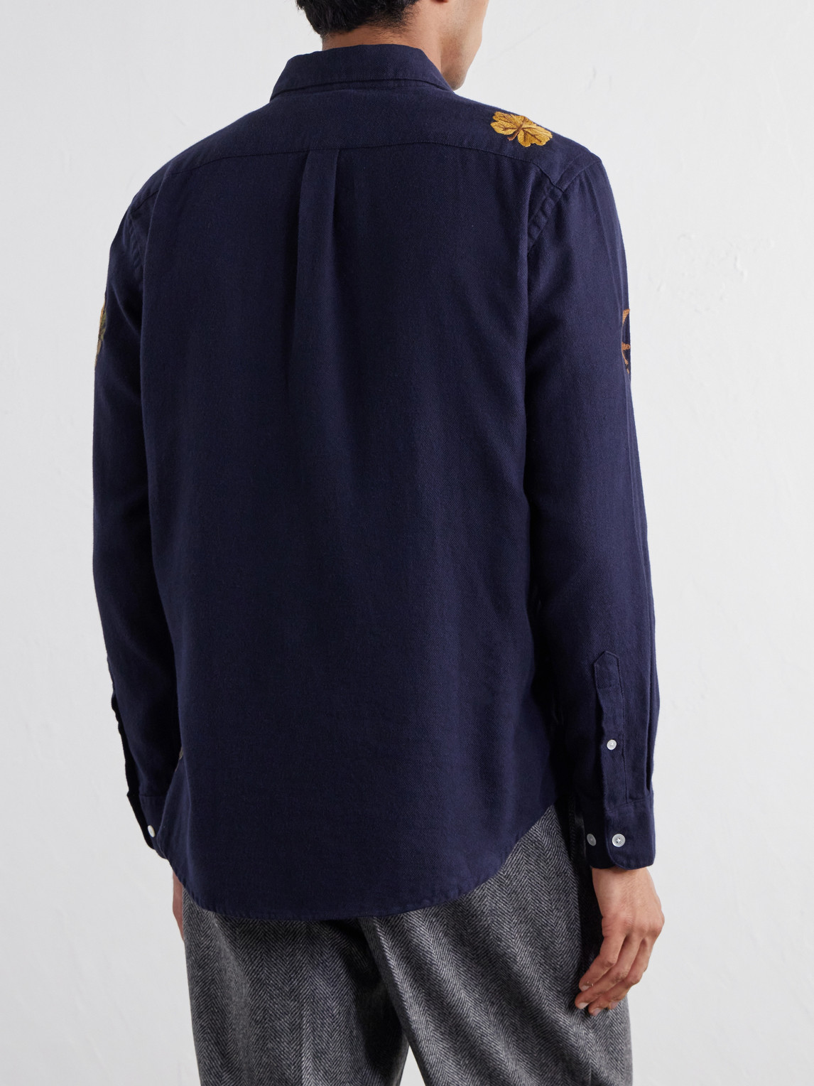 Embroidered Cotton-Flannel Shirt